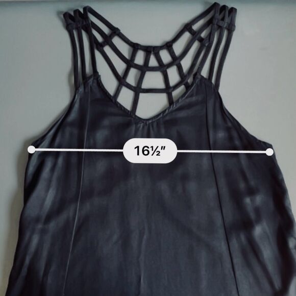 💠 RVCA Maris Black Strappy Cage Mini Shift Dress Size S - Picture 6 of 14